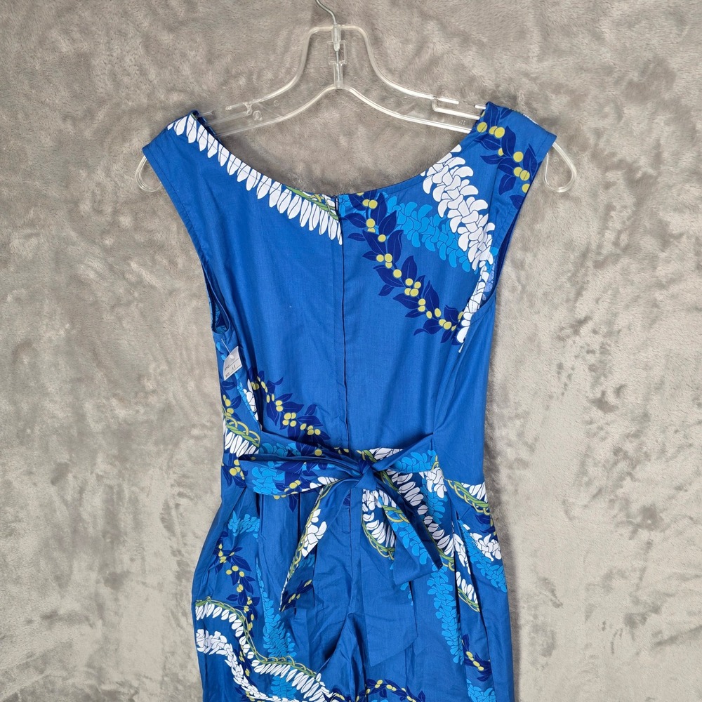 Lee's‎ Fashion Jumpsuit Women M Blue Hawaiian Tropical Floral Lei Pockets Light - Picture 10 of 14